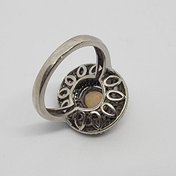 VTG 925 Sterling Silver Size 8 Authentic Carol Brodie Fire Opal Tourmaline Ring - Picture 6 of 14